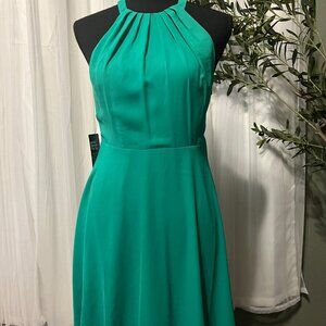Express Green Halter Fit & Flar Dress (NWT)